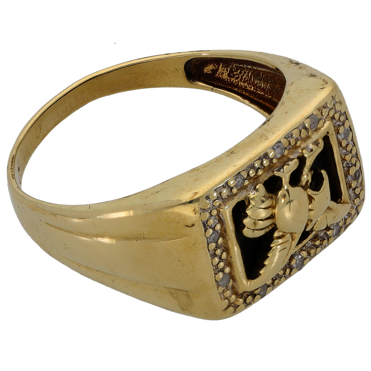 9ct Gold Onyx & 0.05ct Round Diamond Alternative Ring Size V