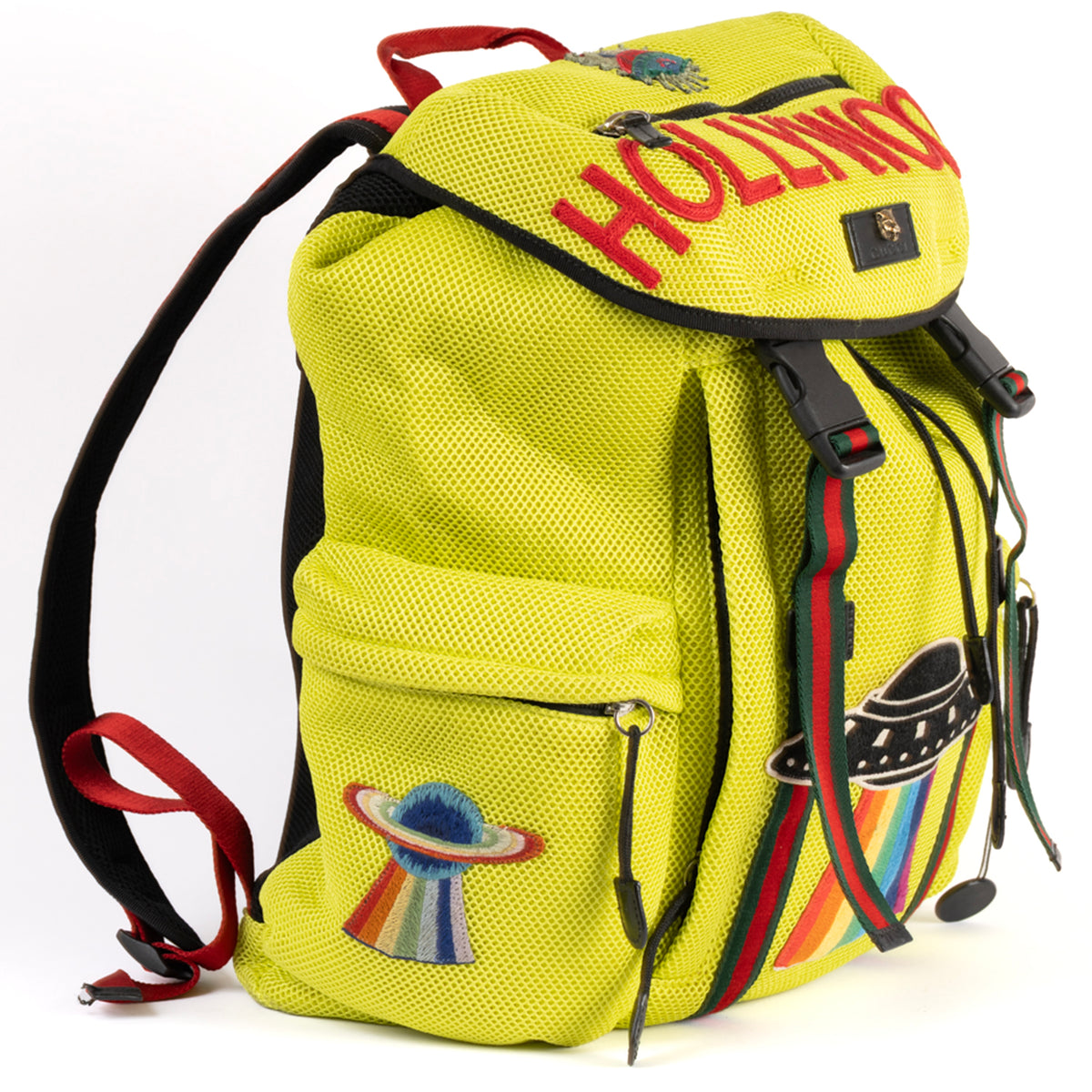 Gucci Applique Hollywood Rucksack Nylon/Mesh Bag - Yellow