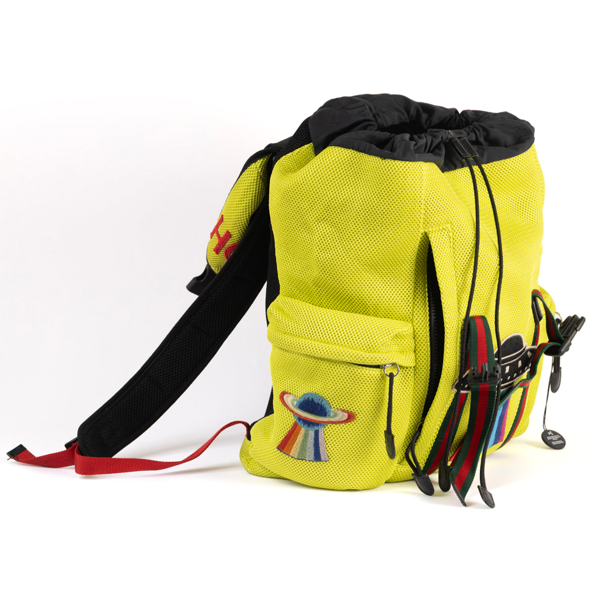 Gucci Applique Hollywood Rucksack Nylon/Mesh Bag - Yellow
