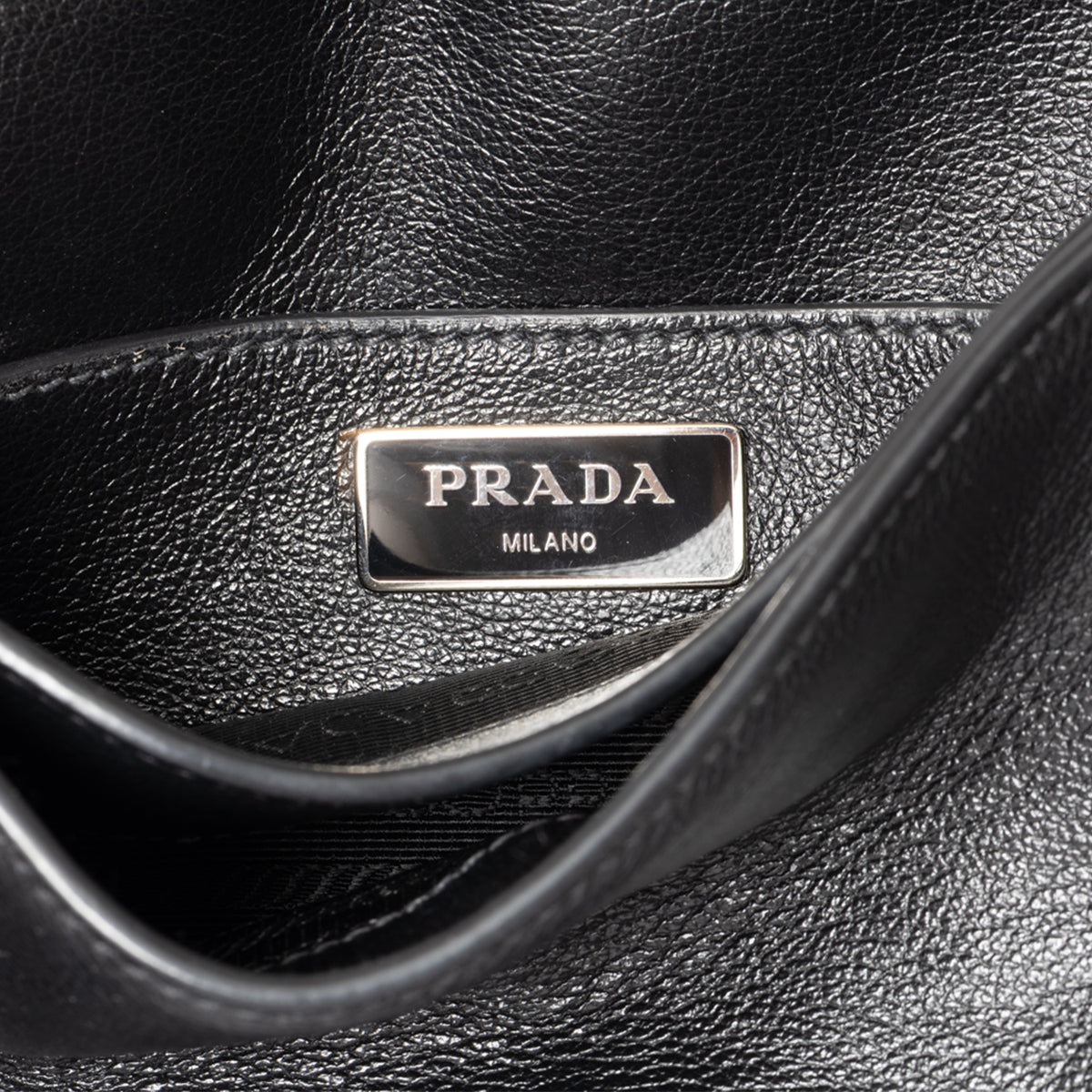 Prada Glace Plain Leather Crossbody Bag - Black