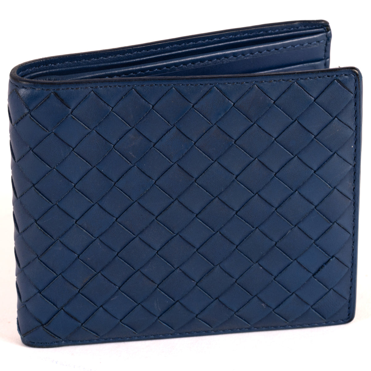 Bottega Veneta Bi-Fold Wallet Weave Leather - Blue