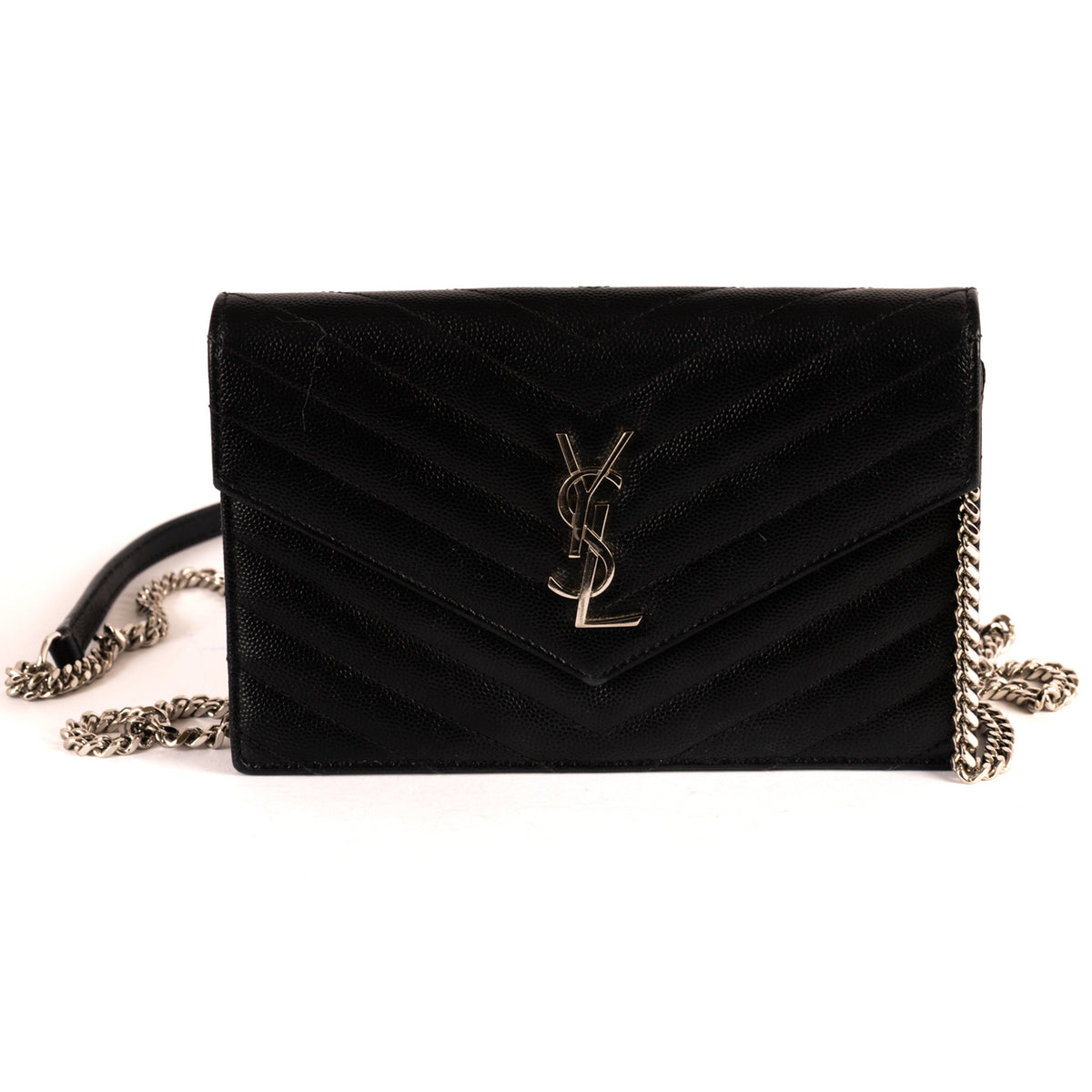 Yves Saint Laurent Cassandra Chevron Leather Crossbody Bag - Black