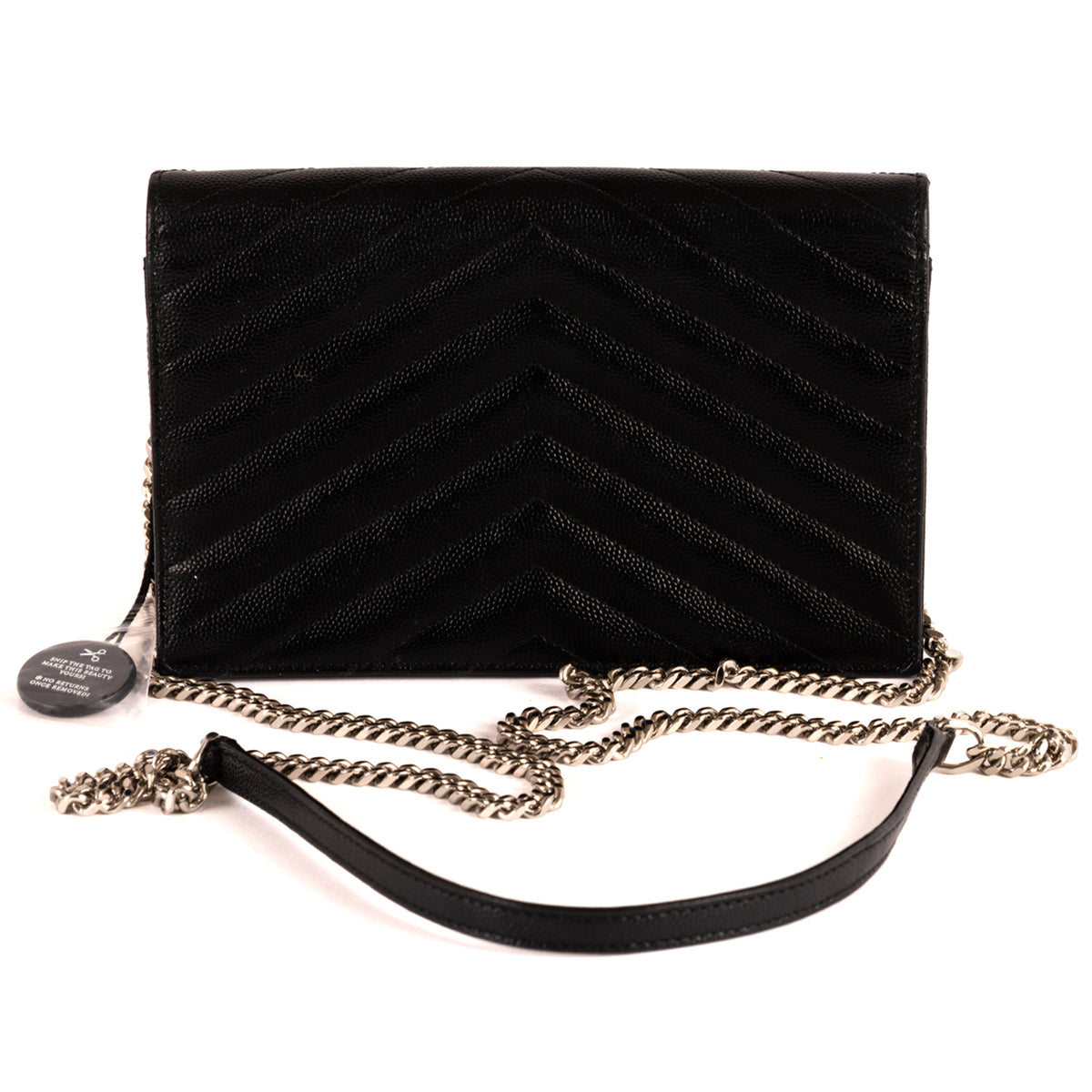 Yves Saint Laurent Cassandra Chevron Leather Crossbody Bag - Black
