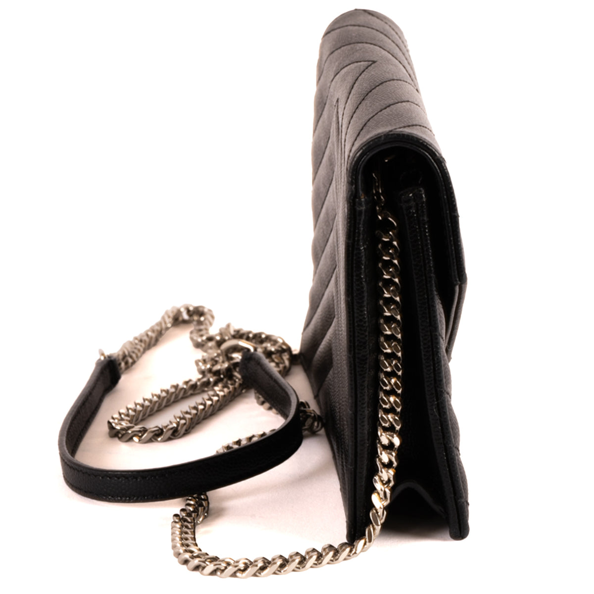 Yves Saint Laurent Cassandra Chevron Leather Crossbody Bag - Black