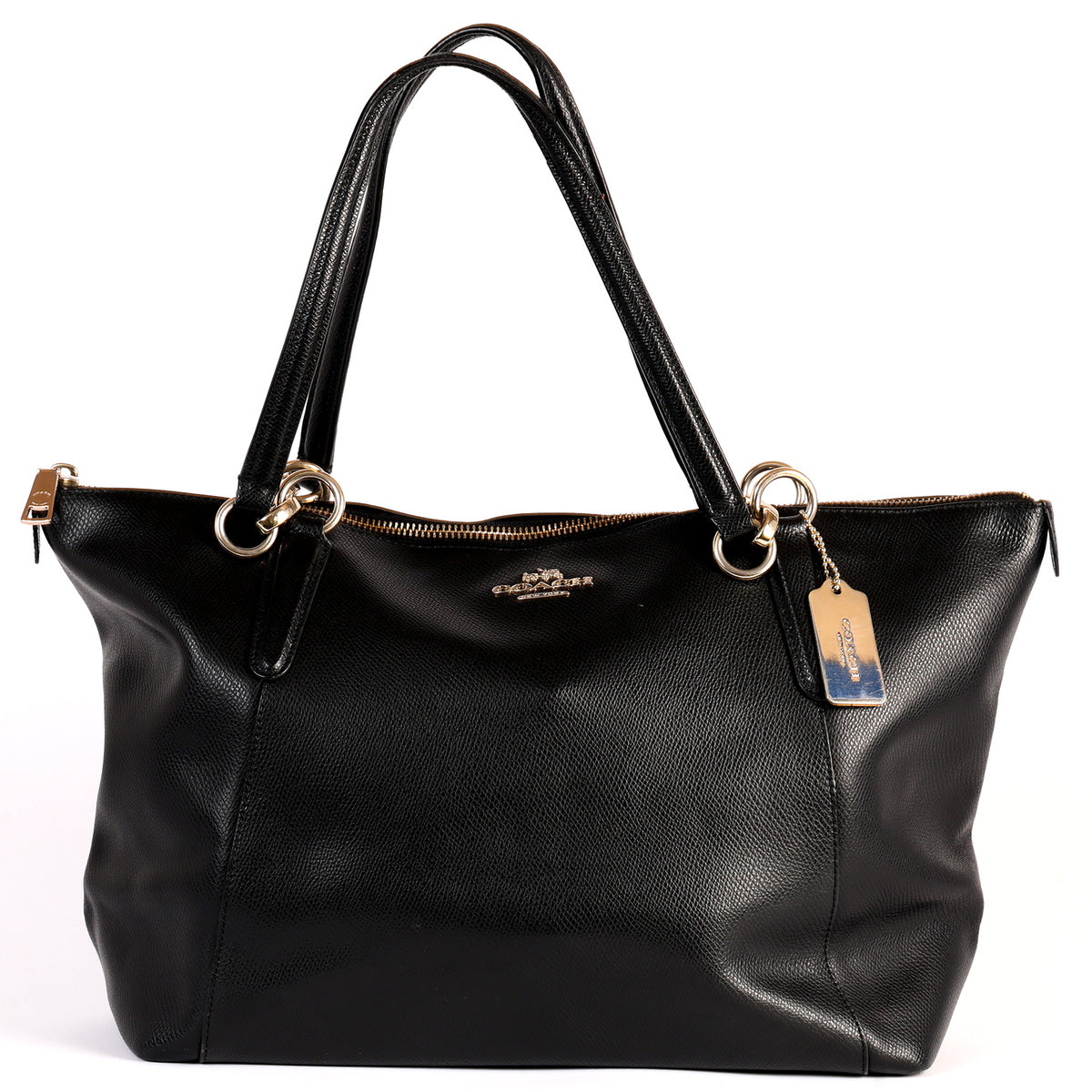Coach Ava Tote Plain Leather Tote Bag - Black