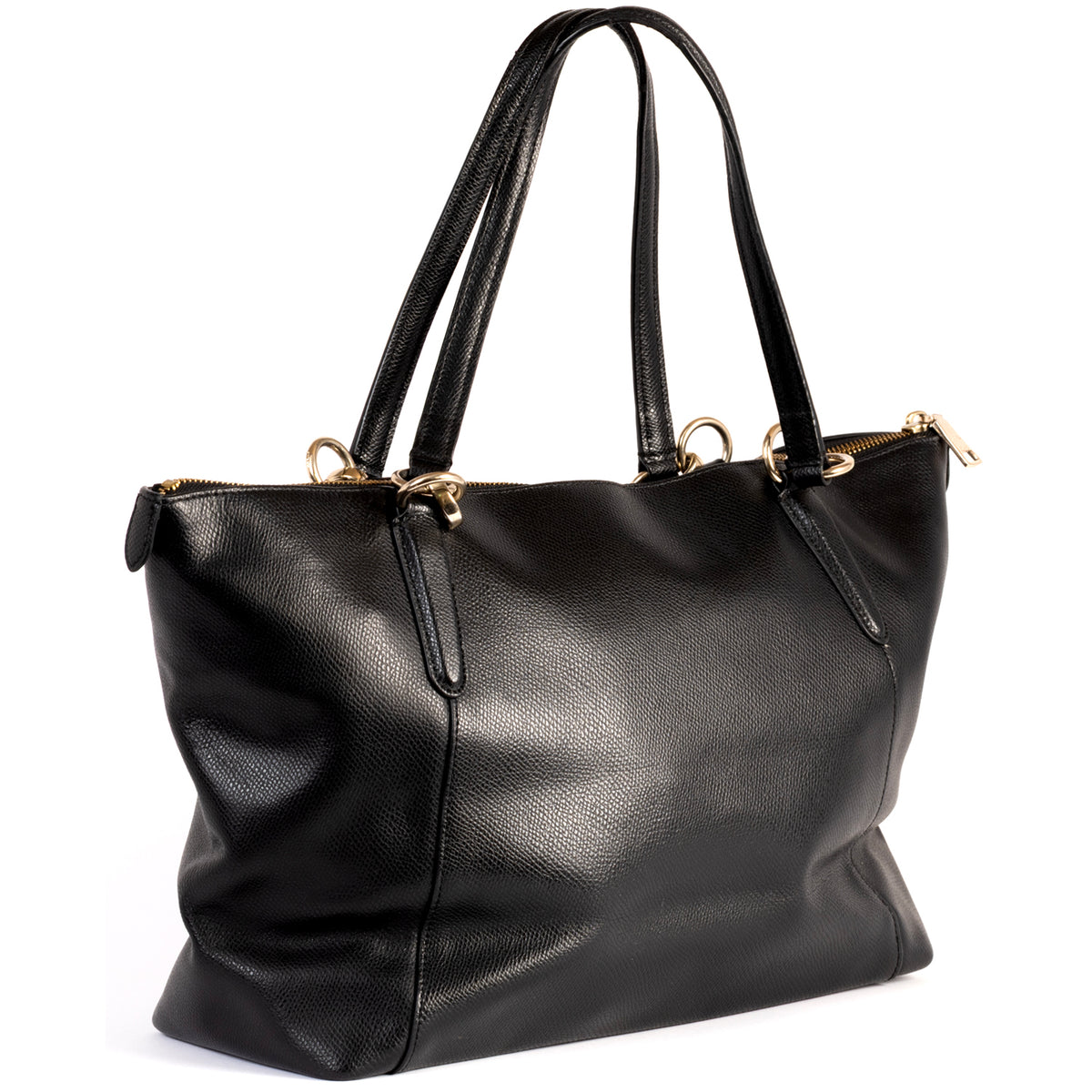 Coach Ava Tote Plain Leather Tote Bag - Black