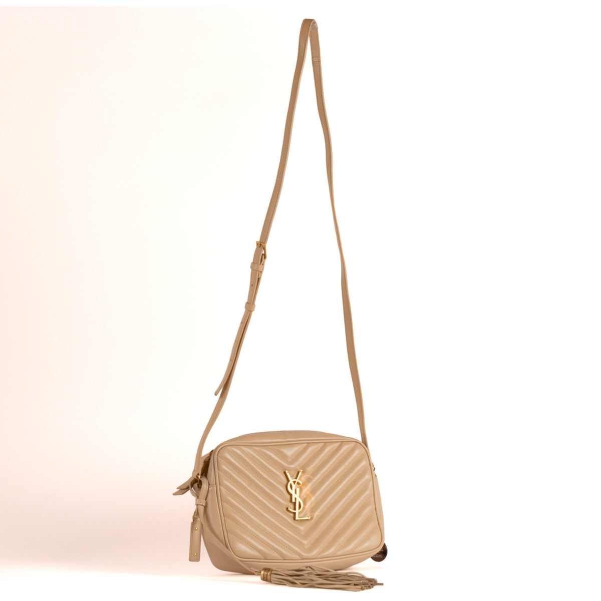 Yves Saint Laurent Lou Chevron Leather Camera Bag - Beige