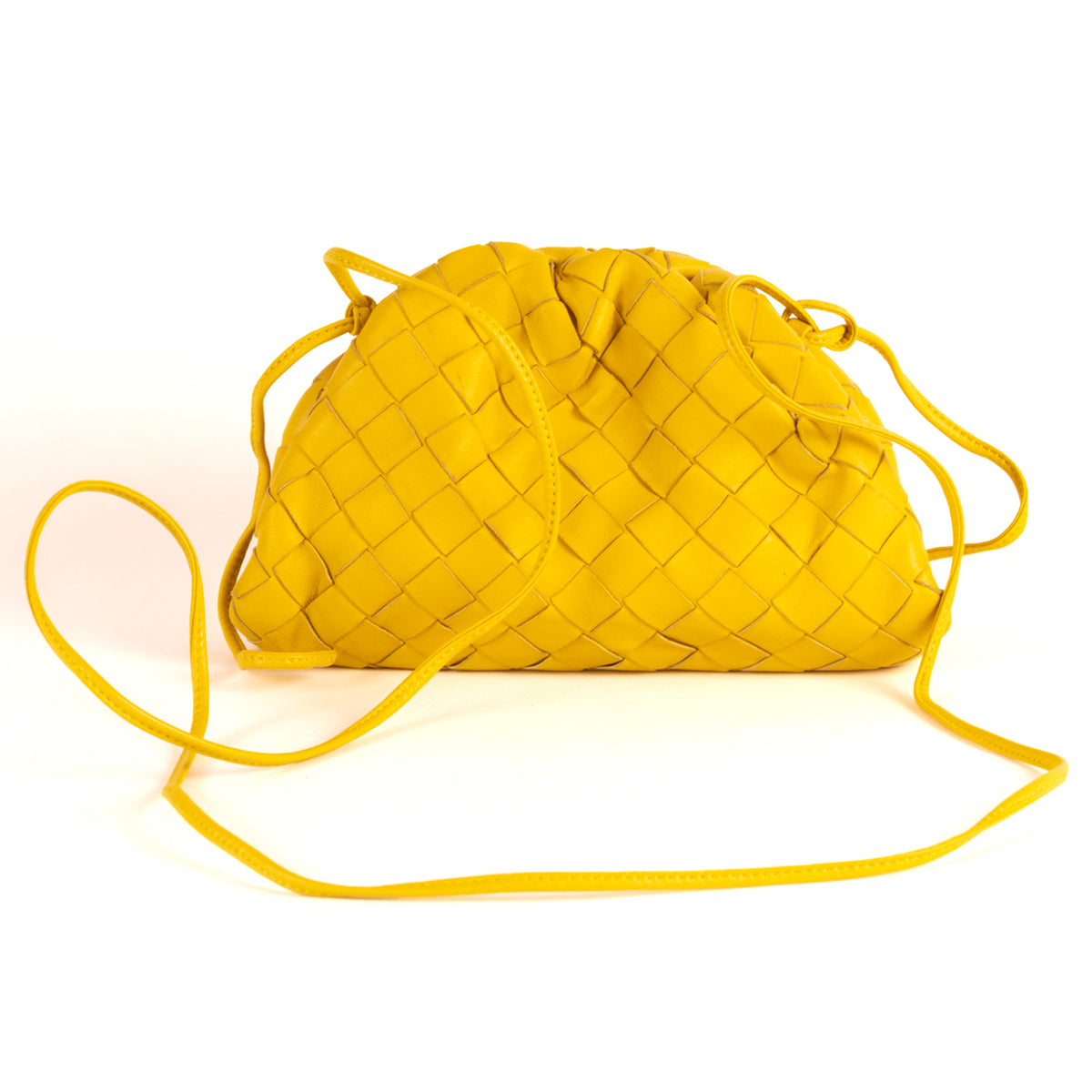 Bottega Venetta The Pouch Weave Leather Crossbody Bag - Yellow