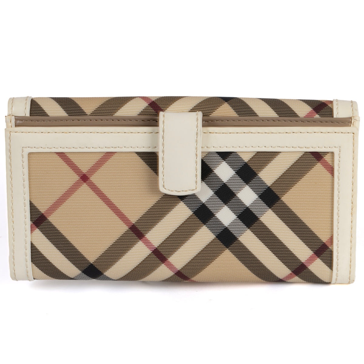 Burberry Purse Nova Check PVC Leather Wallet - White & Beige