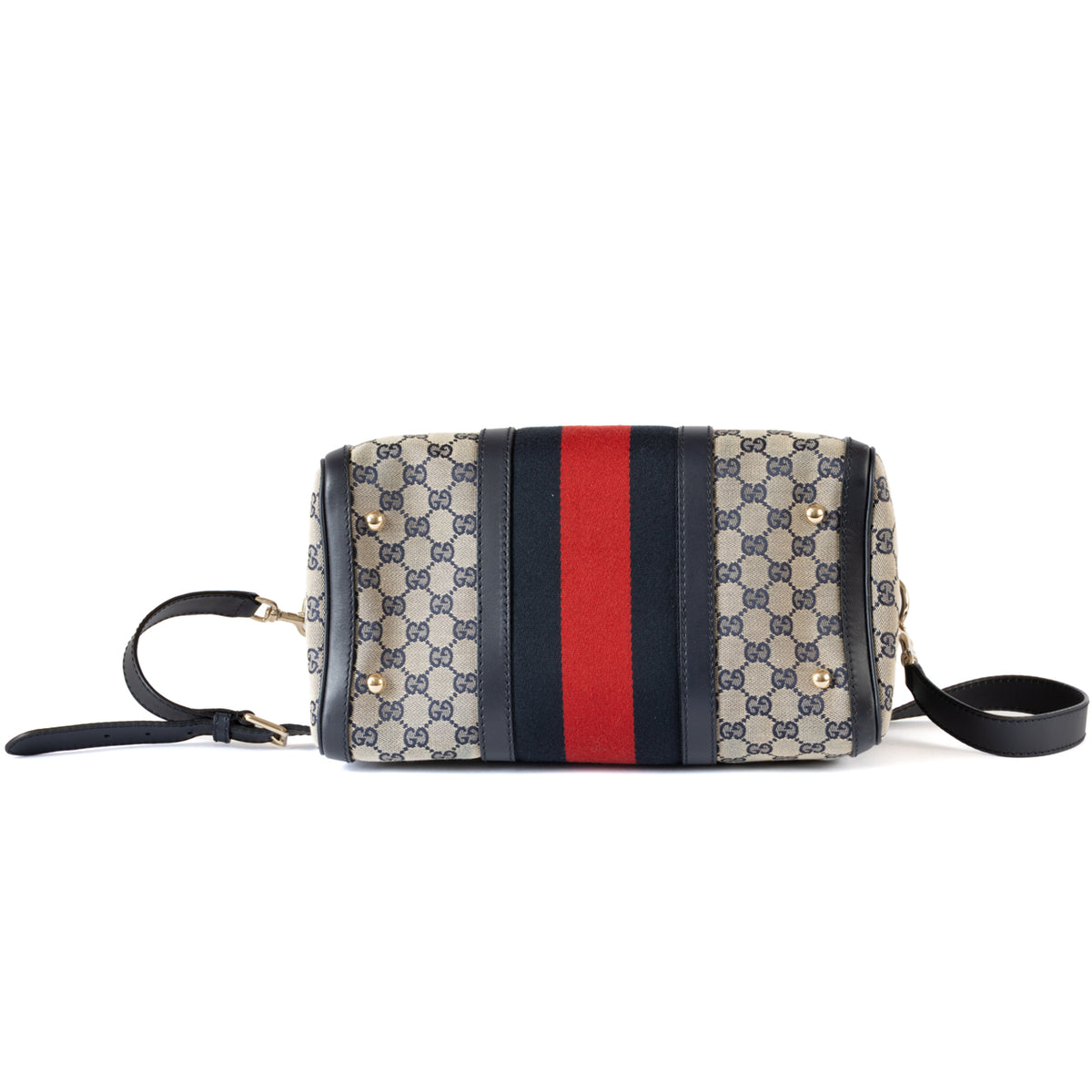Gucci Boston GG Monogram Leather Travel Bag - Beige & Blue