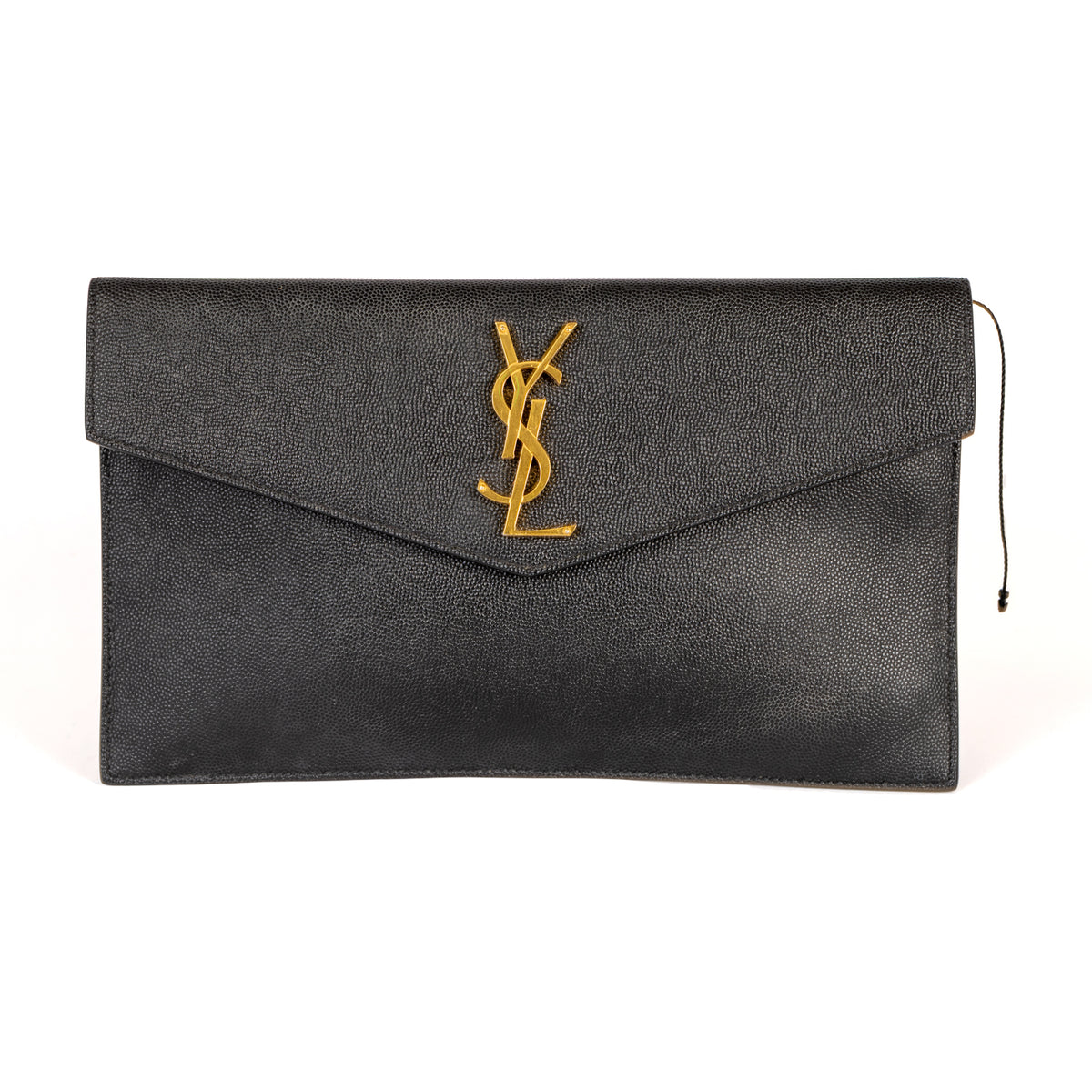 Yves Saint Laurent Uptown Clutch Plain Leather Clutch Bag - Black