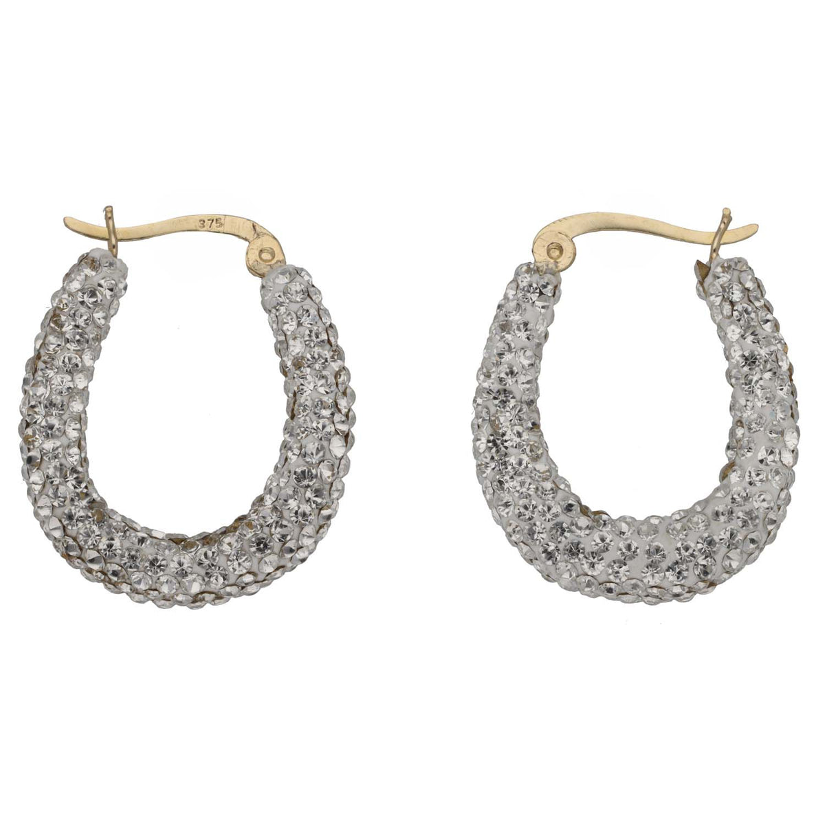 New 9ct Gold 22mm Crystal Hoop Earrings