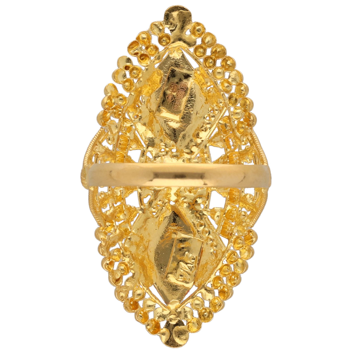 New 22ct Gold Flower & Shield Ring Size N