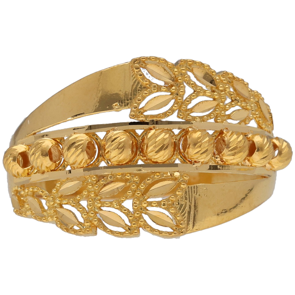 New 22ct Gold Beaded Floral Ring Size P