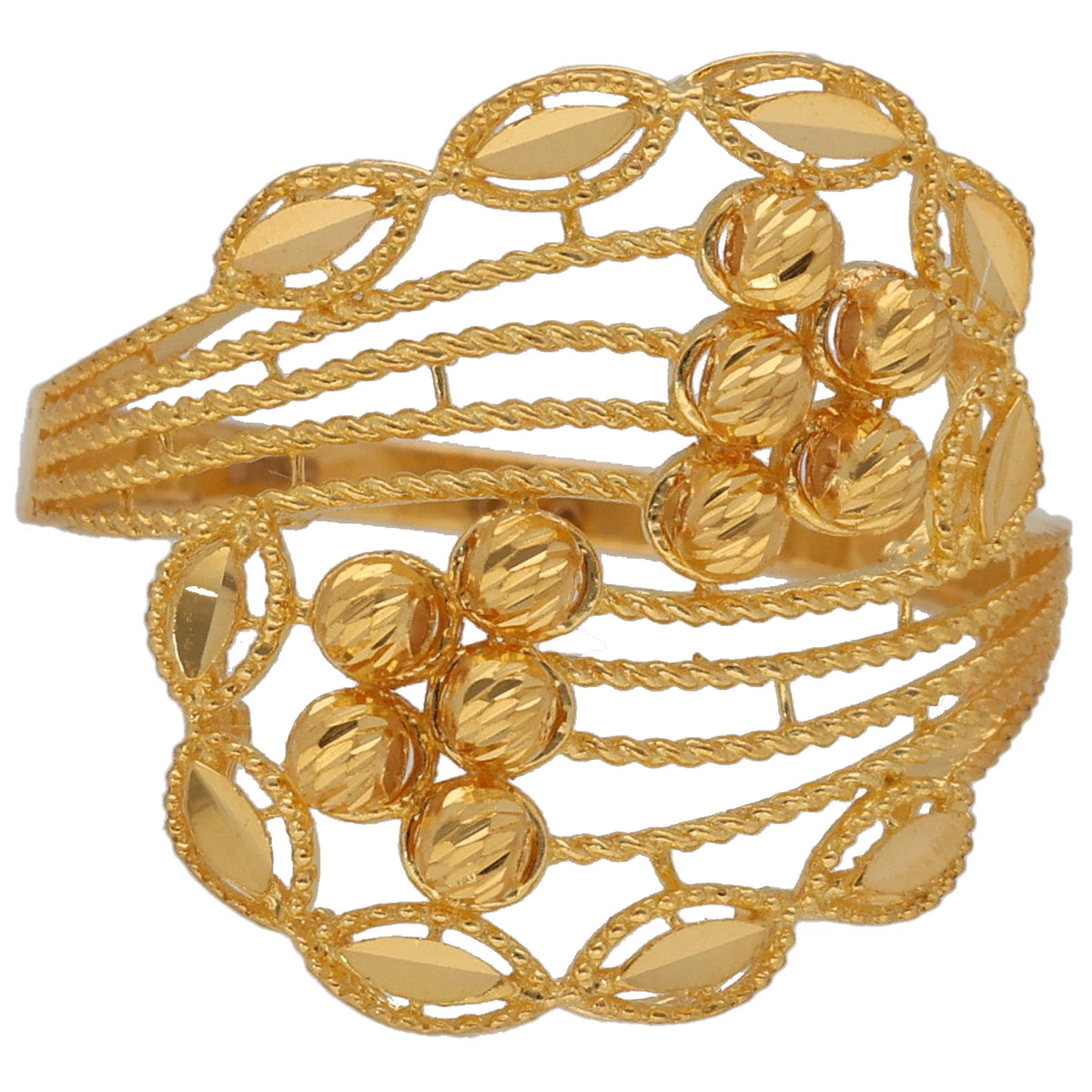 New 22ct Gold Beaded Lined Wrap Ring Size S