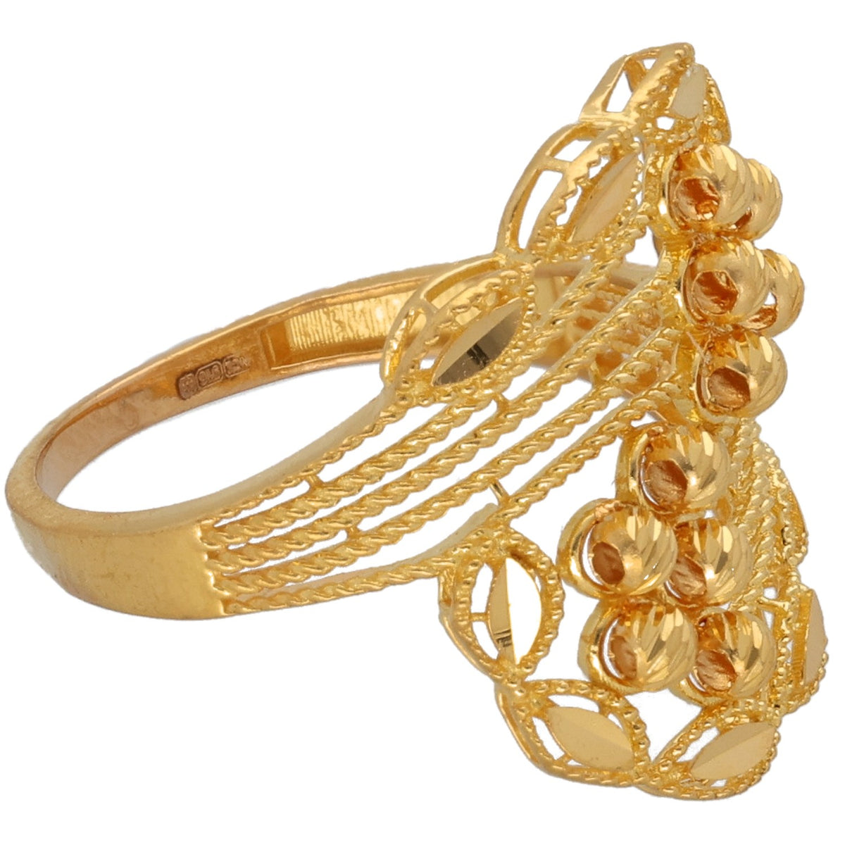 New 22ct Gold Beaded Lined Wrap Ring Size S