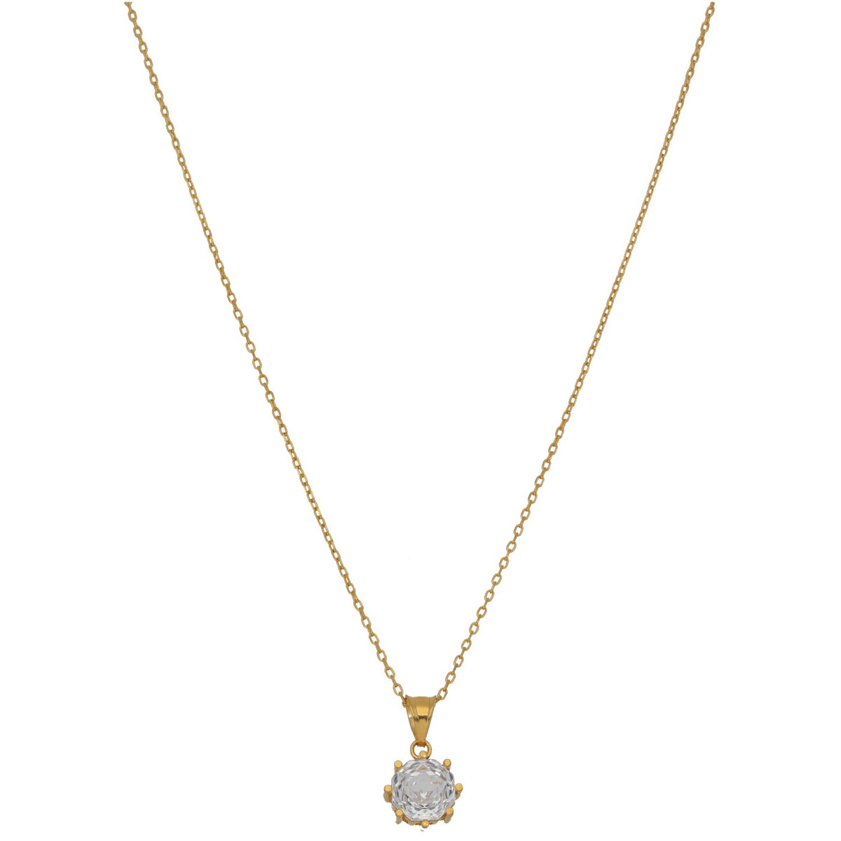 New 22ct Gold Cubic Zirconia Solitaire Pendant With Chain 18"