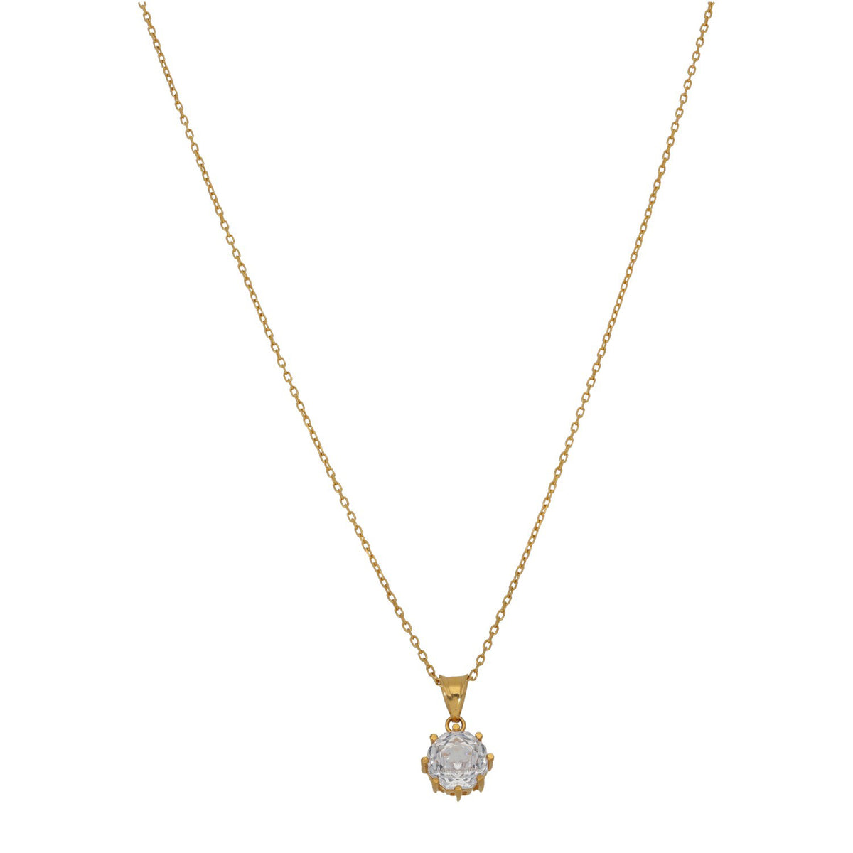 New 22ct Gold Cubic Zirconia Solitaire Pendant With Chain 18"