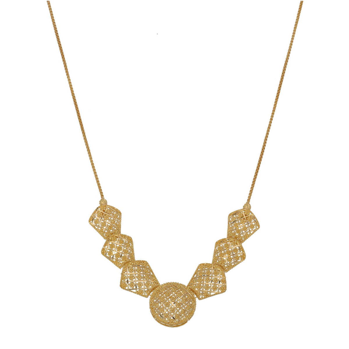 New 22ct Gold Fancy Geometric Necklace 18"