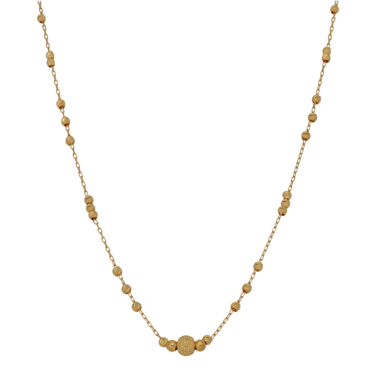 New 22ct Gold Triple Beaded Necklace 18"
