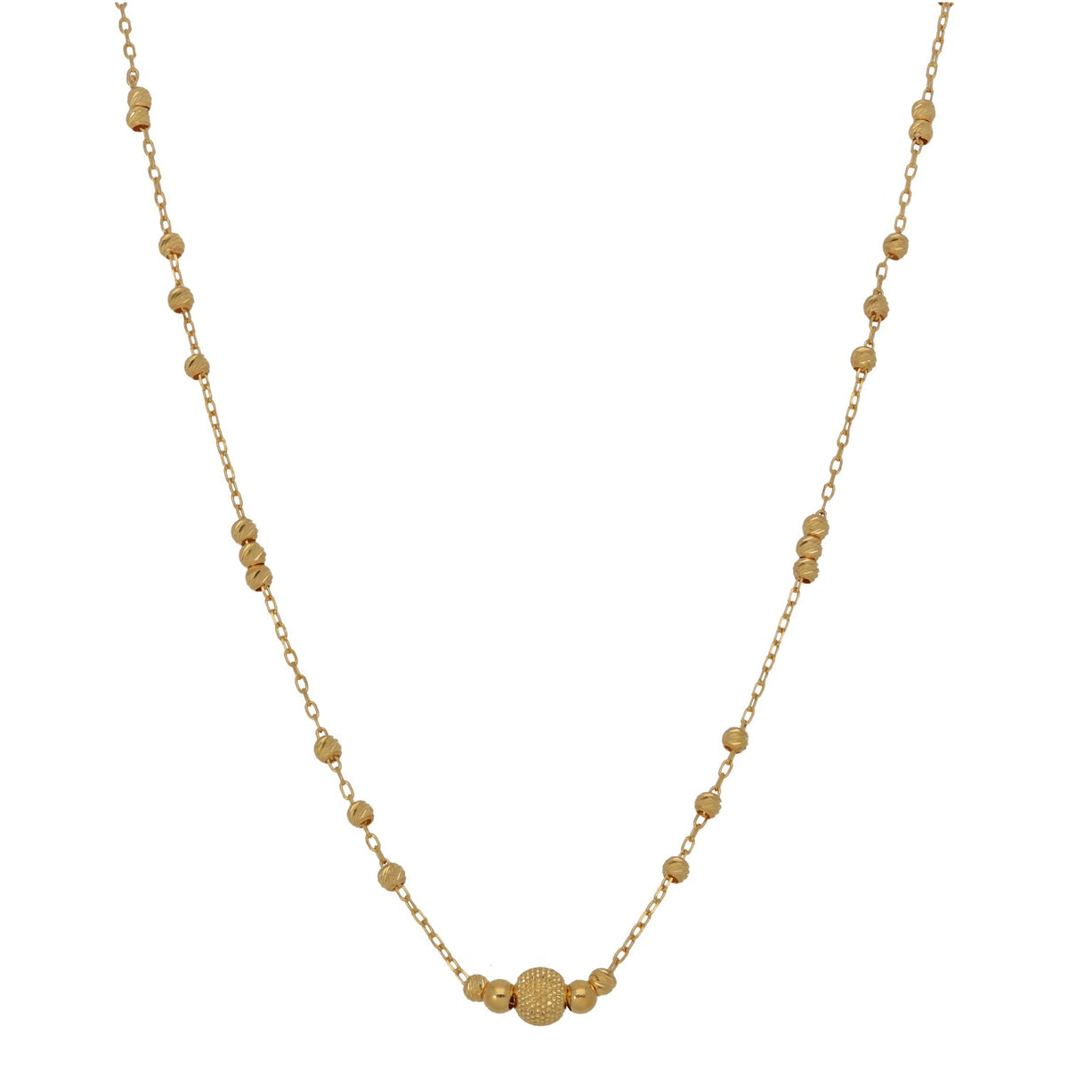 New 22ct Gold Triple Beaded Necklace 18"