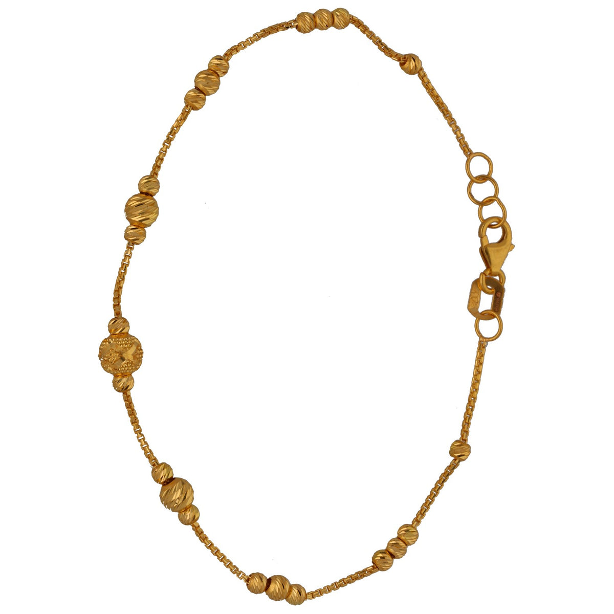 New 22ct Yellow Gold Station Bead Bracelet