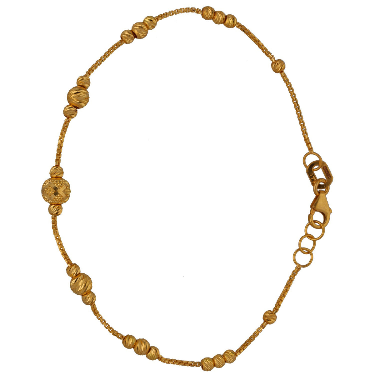 New 22ct Yellow Gold Station Bead Bracelet