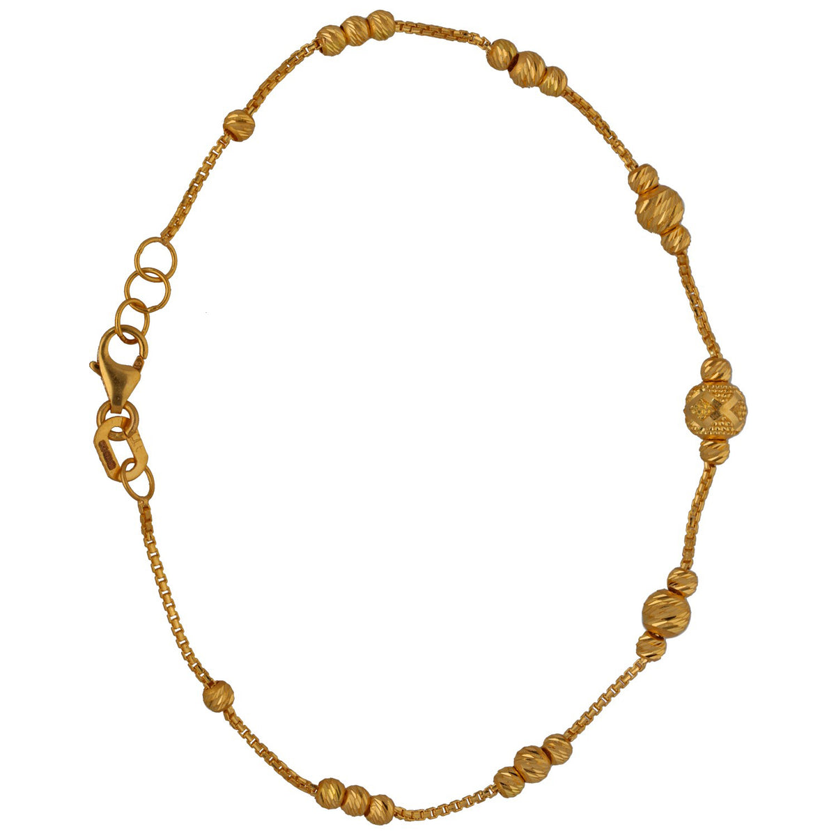 New 22ct Yellow Gold Station Bead Bracelet