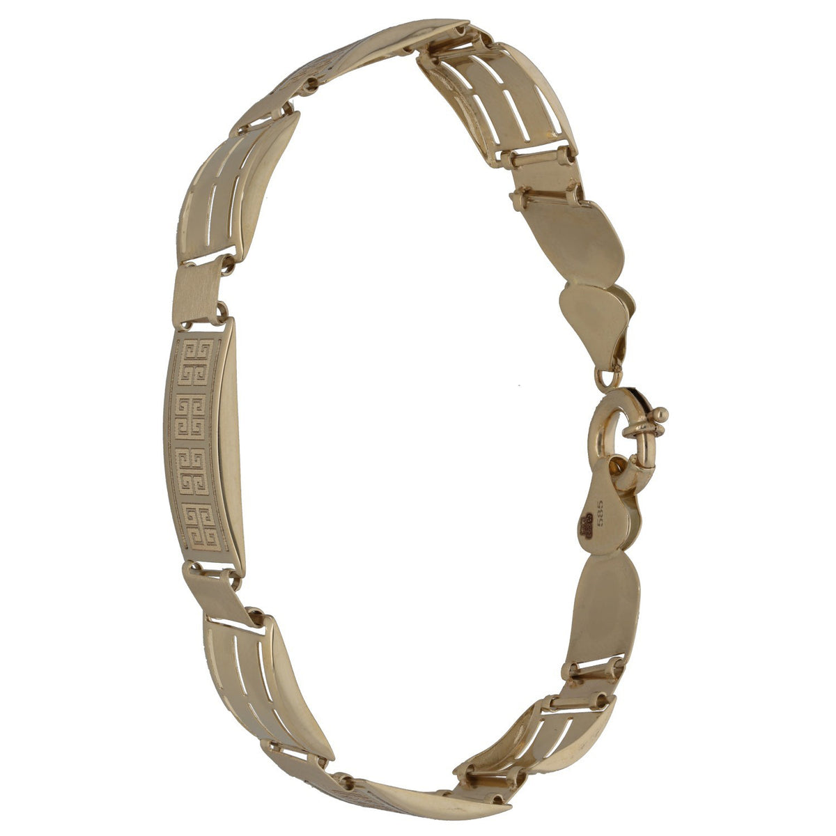 New 14ct Greek Key Flat Plate Bracelet
