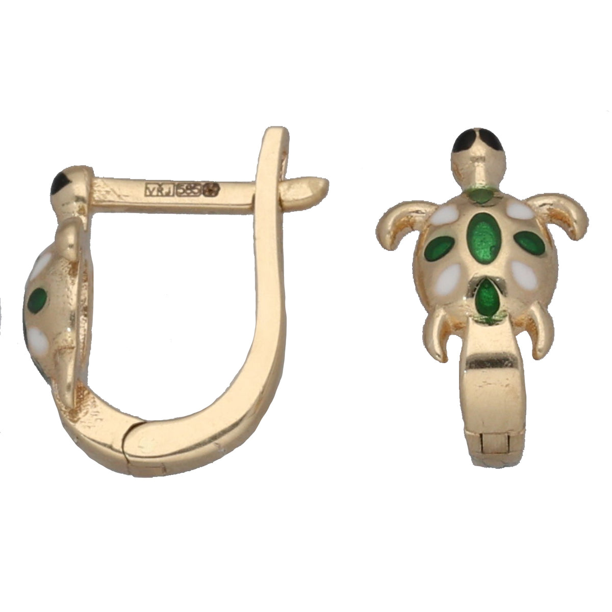 New 14ct Gold Turtle Huggie Earrings