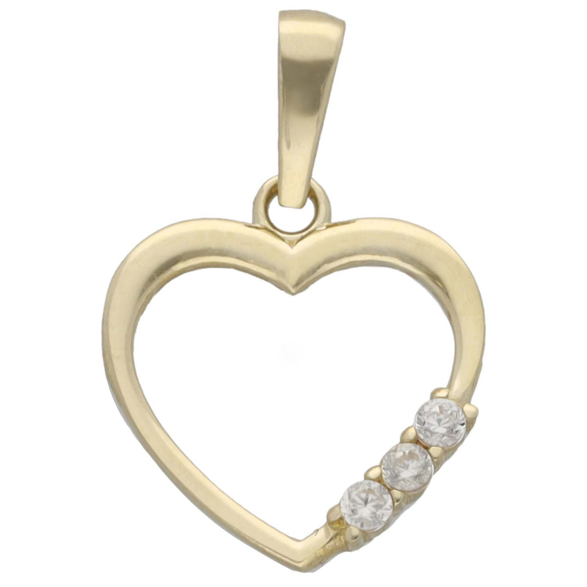 New 9ct Gold Cubic Zirconia Heart Pendant