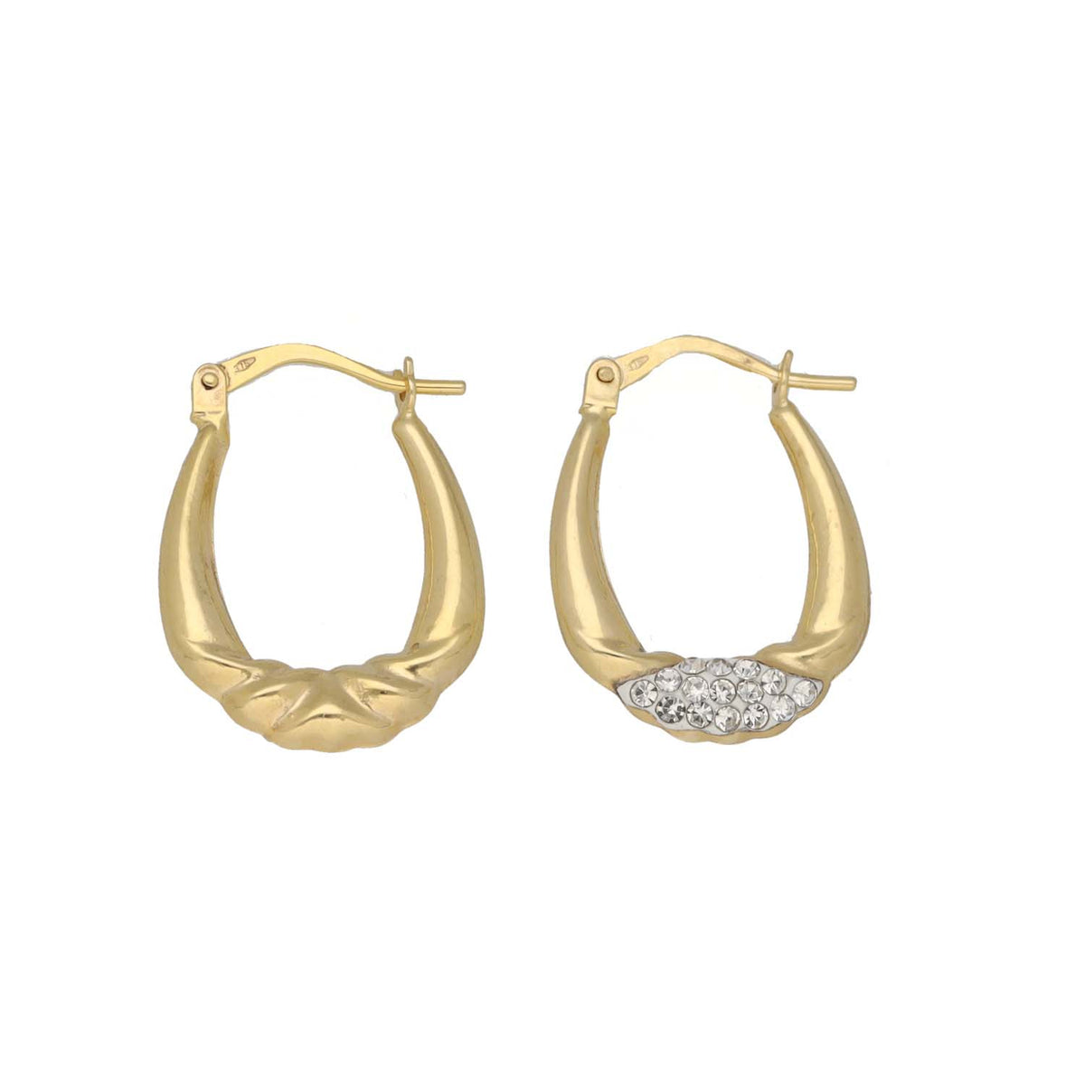 New 9ct Gold Crystal Fancy Creole Earrings