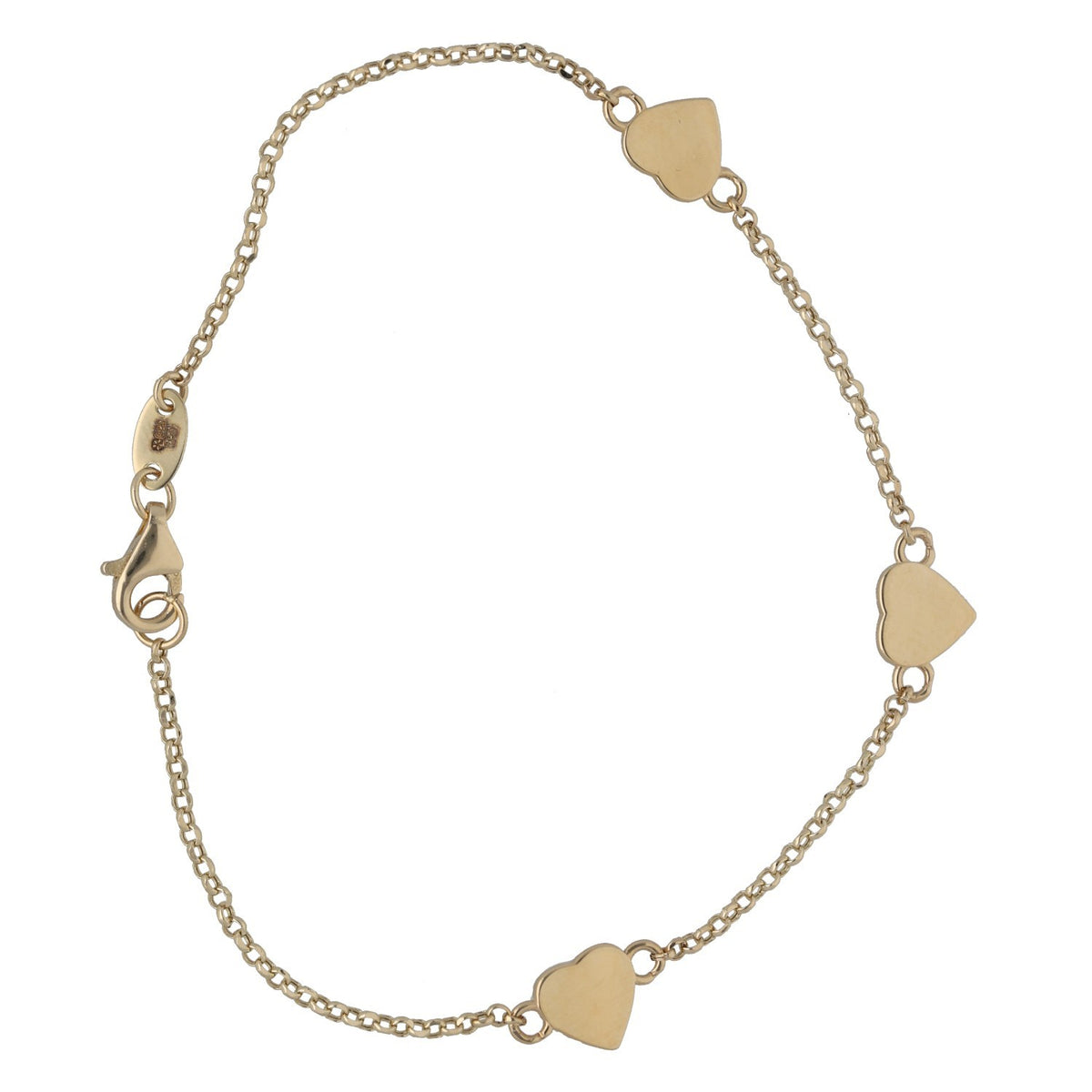 New 14ct Gold Heart Belcher Bracelet