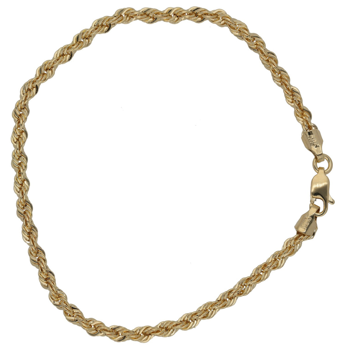 New 14ct Gold 3.3mm Rope Bracelet