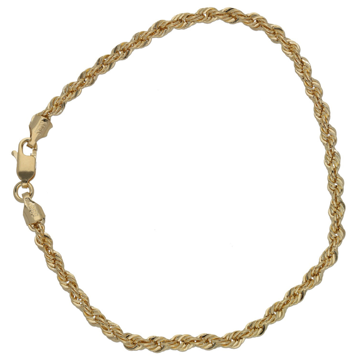 New 14ct Gold 3.3mm Rope Bracelet