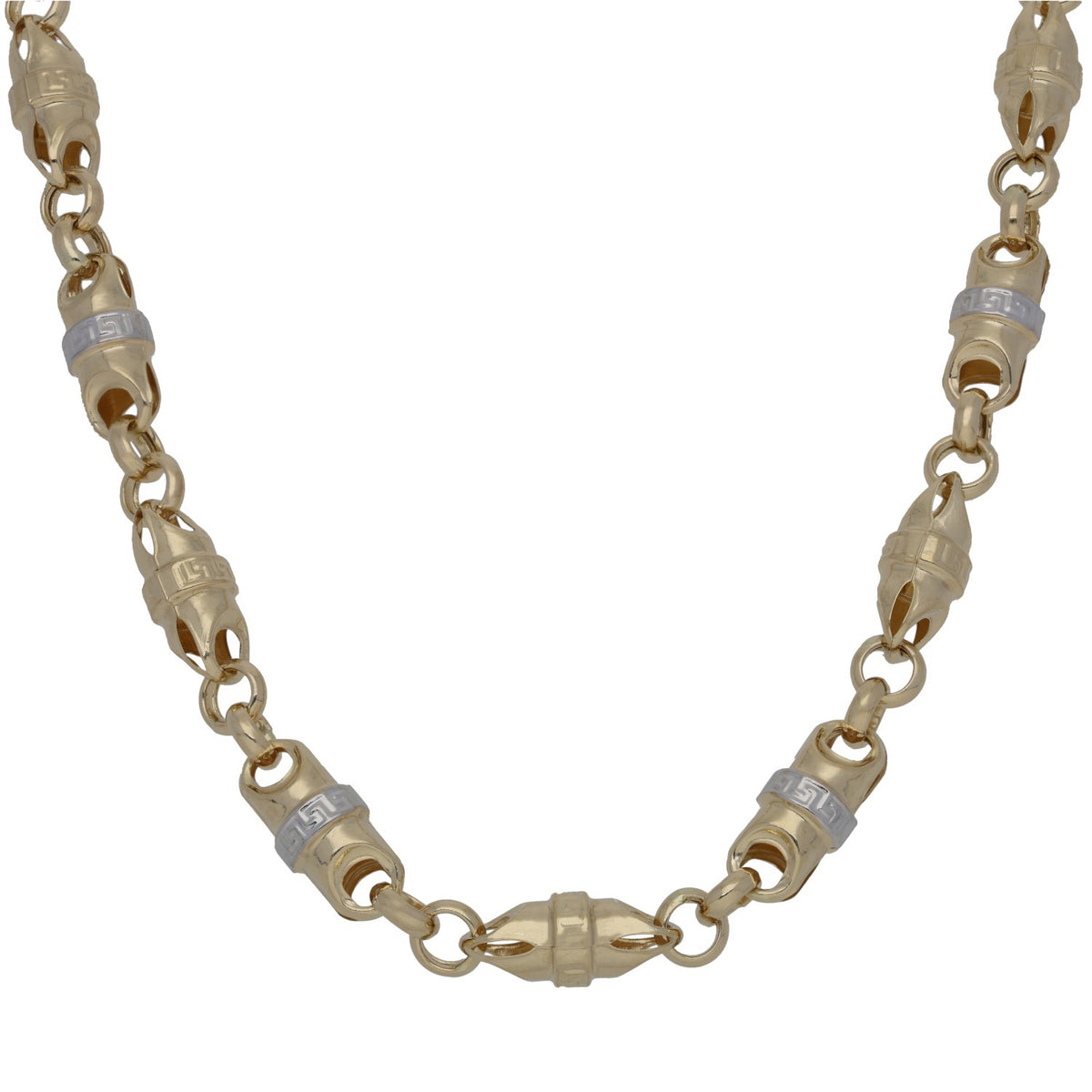 New 14ct Bi-Colour Gold Greek Key Fancy Chain 24"