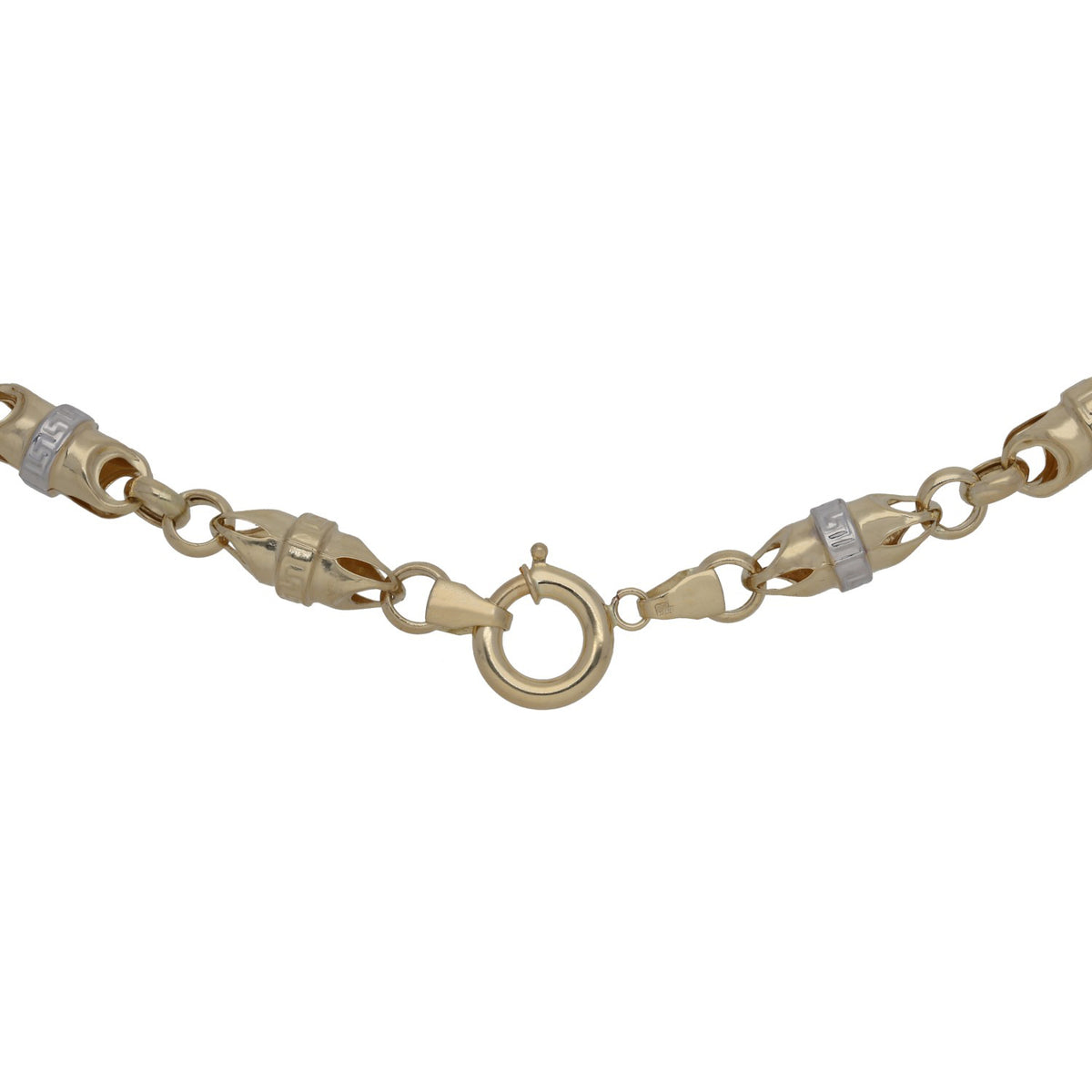 New 14ct Bi-Colour Gold Greek Key Fancy Chain 24"