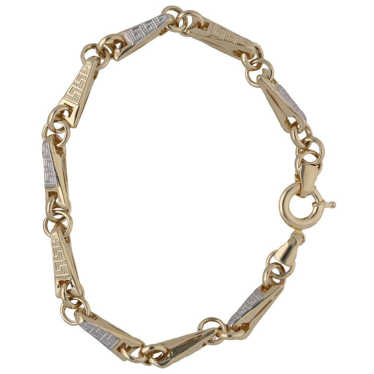 New 14ct Bi-Colour Gold Triangle Fancy Bracelet