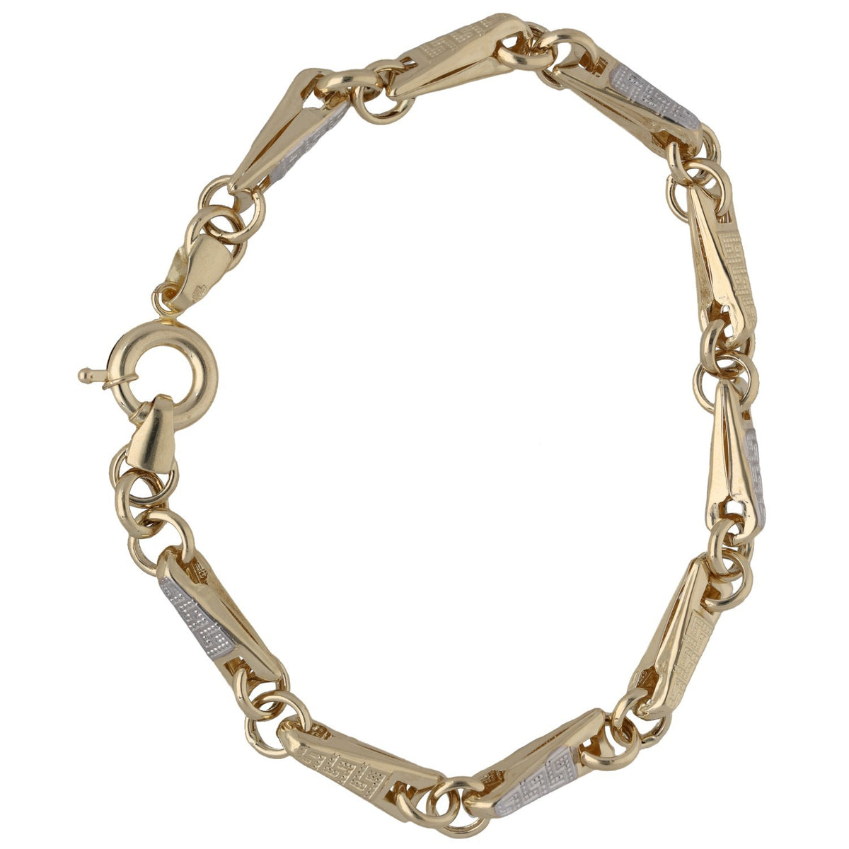 New 14ct Bi-Colour Gold Triangle Fancy Bracelet