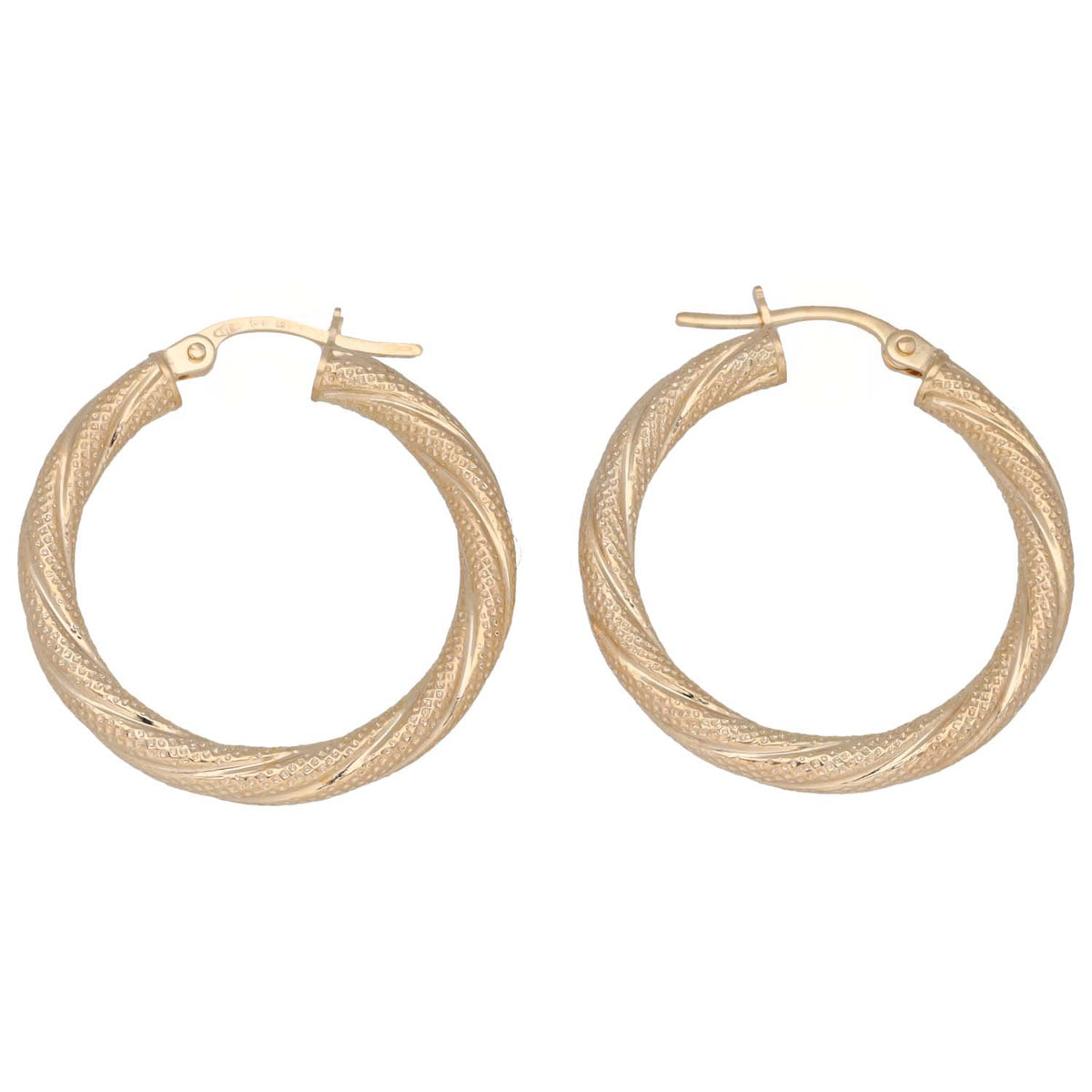 New 9ct Gold Patterned Hoop Earrings