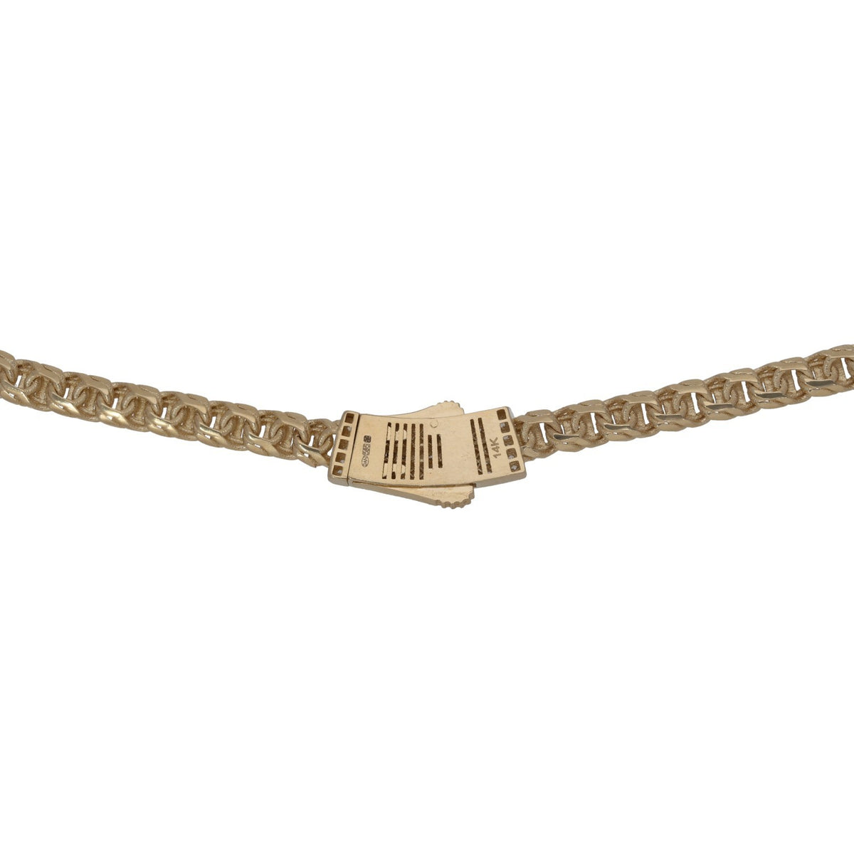 New 14ct Gold Cubic Zirconia Greek Key Mariner Chain 18"