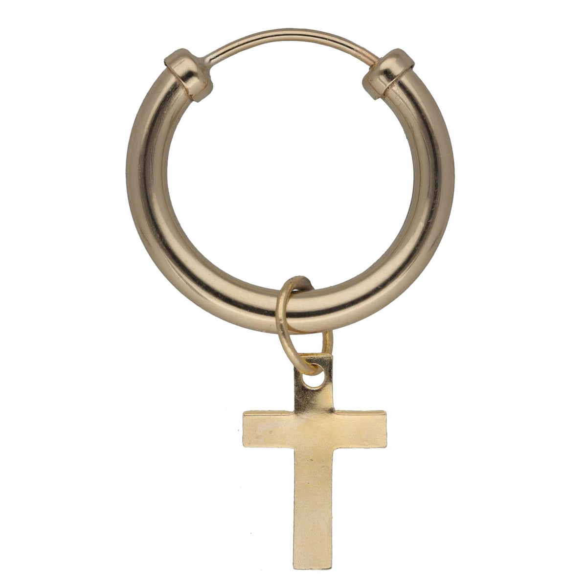 New 9ct Gold Sleeper With Cross Earring