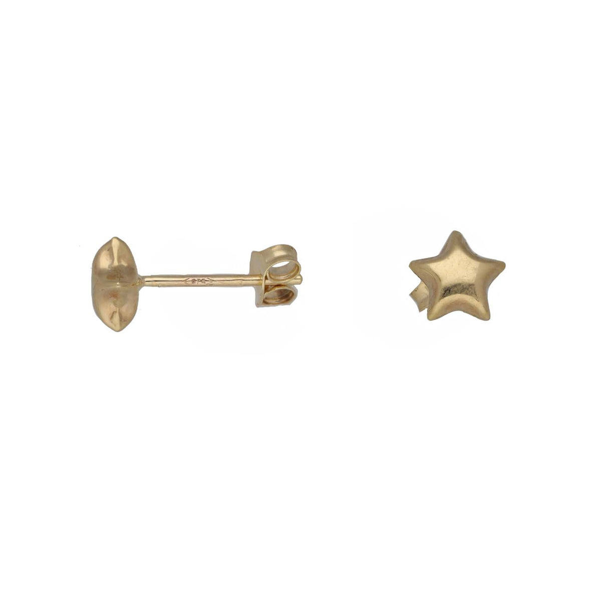 New 9ct Gold 6mm Puffed Star Stud Earrings
