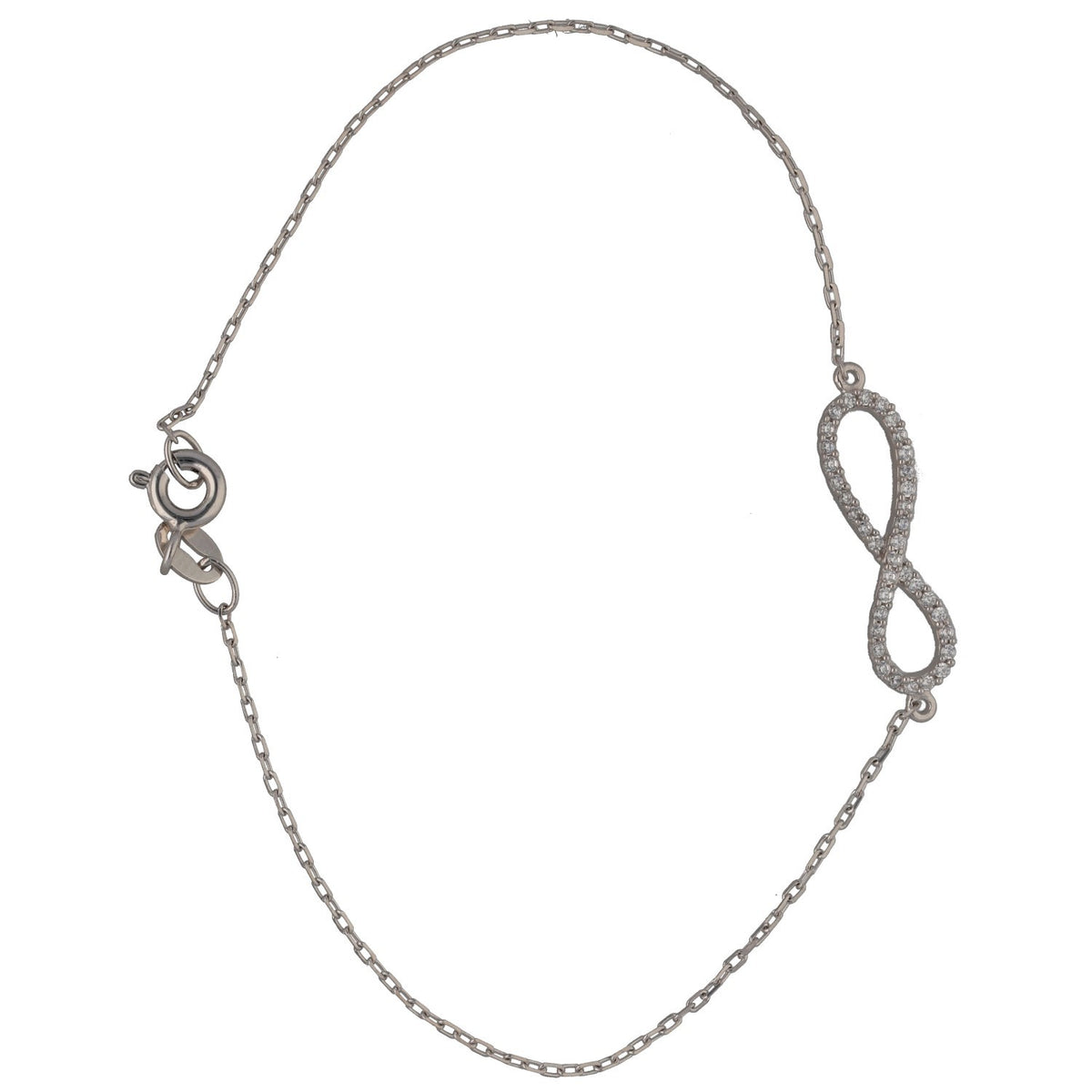 New Sterling Silver Half Cubic Zirconia Infinity Bracelet