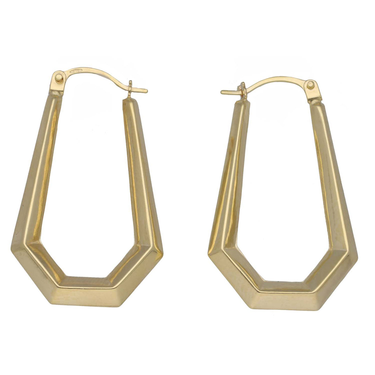 New 9ct Gold 28mm Pentagonal Creole Earrings