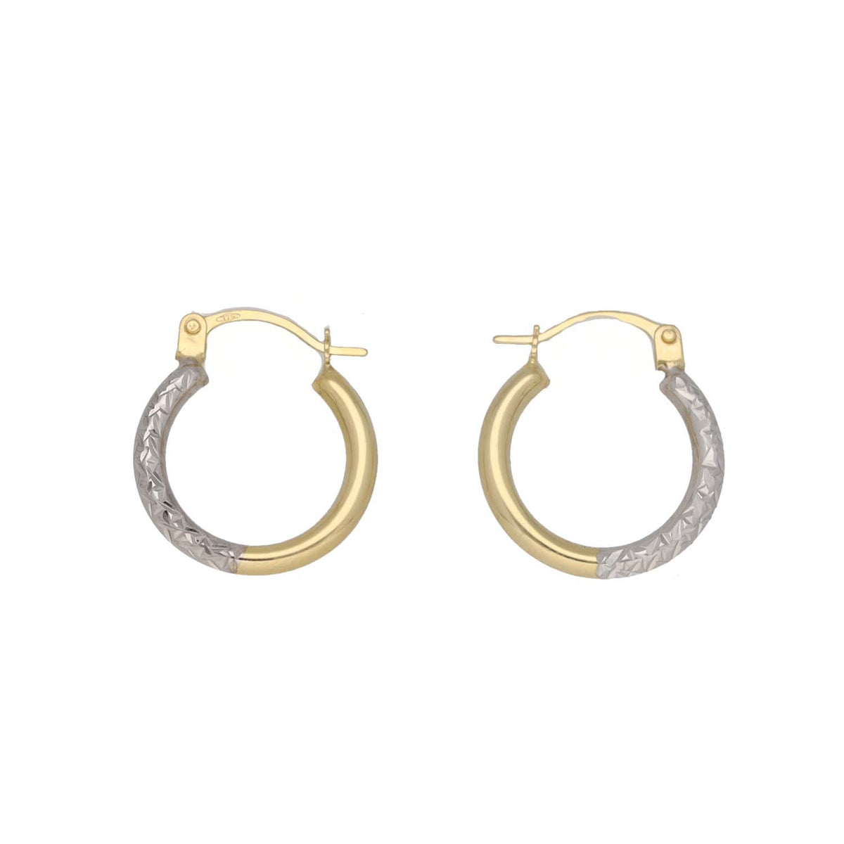New 9ct Bi-Colour Gold 17mm Hoop Earrings