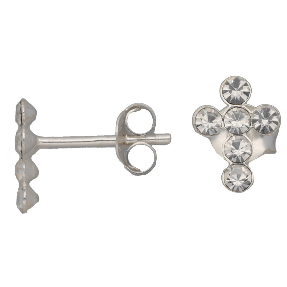 New Sterling Silver Kids Cubic Zirconia Cross Stud Earrings