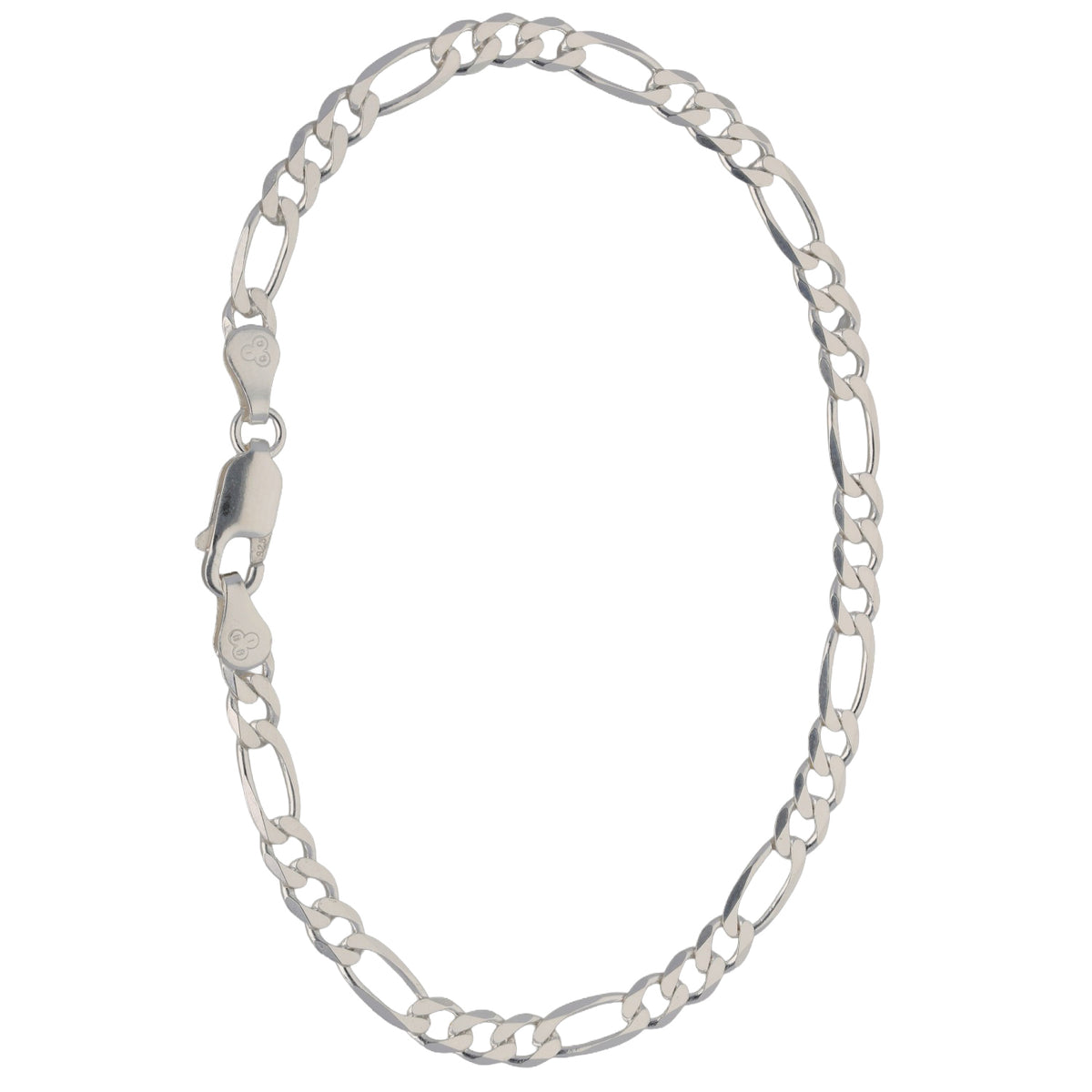 New Sterling Silver 3.5mm Figaro Bracelet