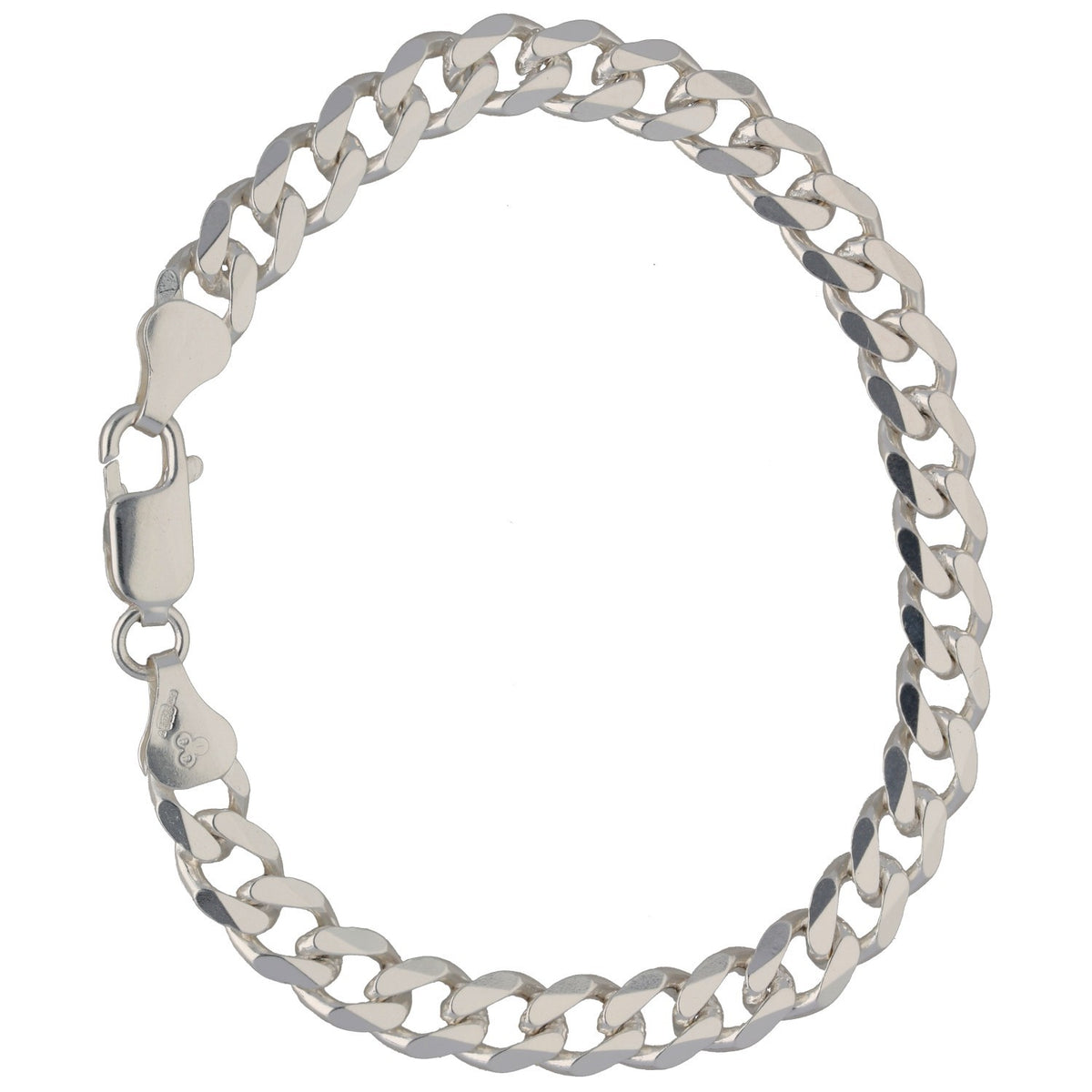 New Sterling Silver Flat Squared Curb Bracelet