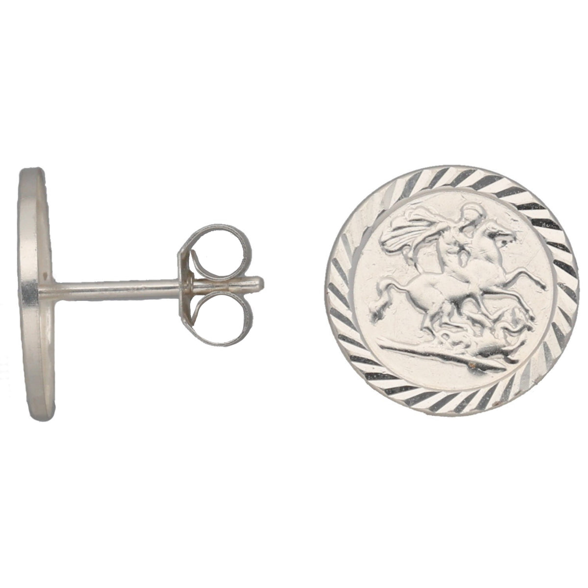New Sterling Silver St George Stud Earrings